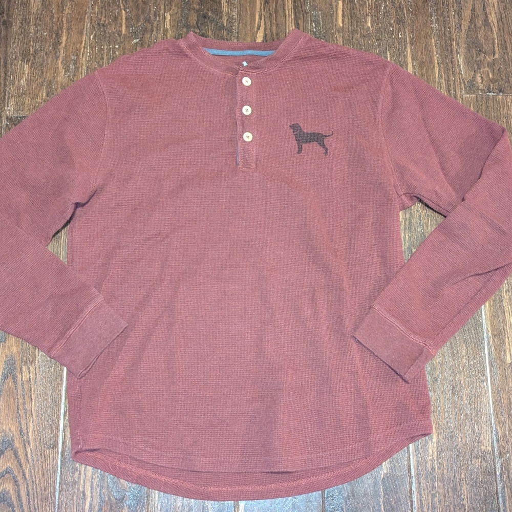The Black Dog Thick Thermal Henley In Dark Red - Picture 4 of 8
